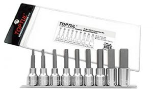 9PCS 1/2"Dr Long Hex Bit Socket Rail Set